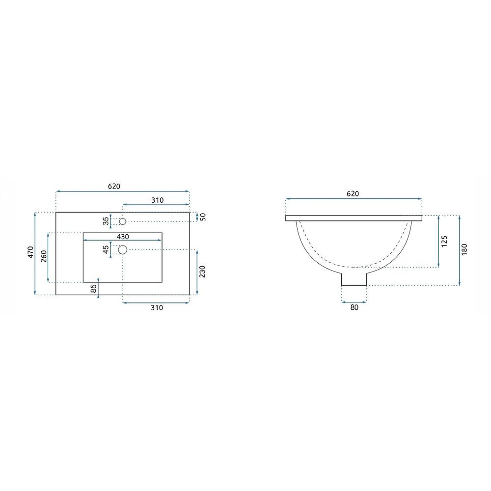 Umywalka wpuszczana Rea Dafne 60 szafkowa