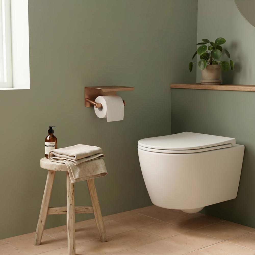 Porte-papier toilette avec étagère 6613 Modern Copper Brush