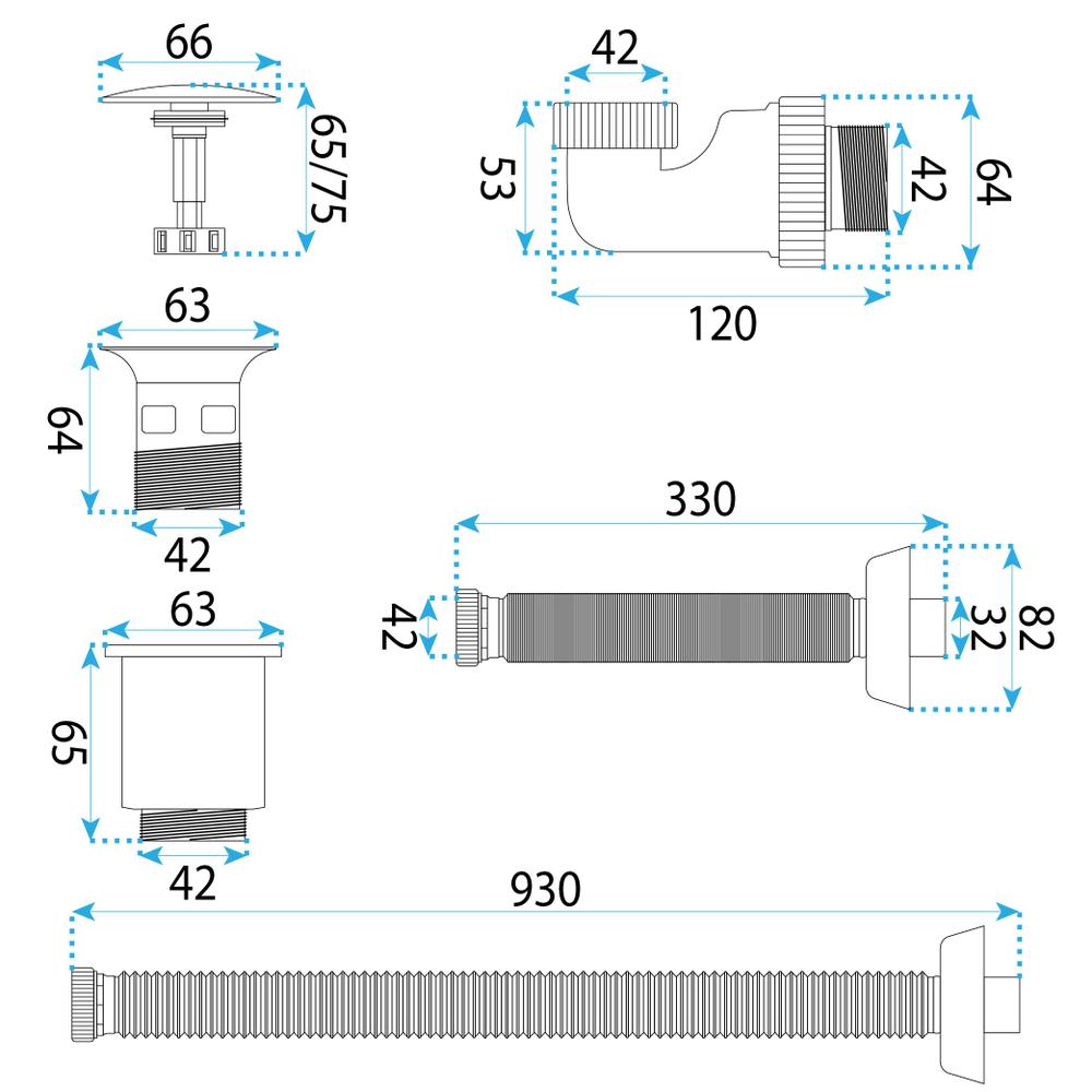 Syfon umywalkowy z korkiem klik-klak Rea Flow Chrom