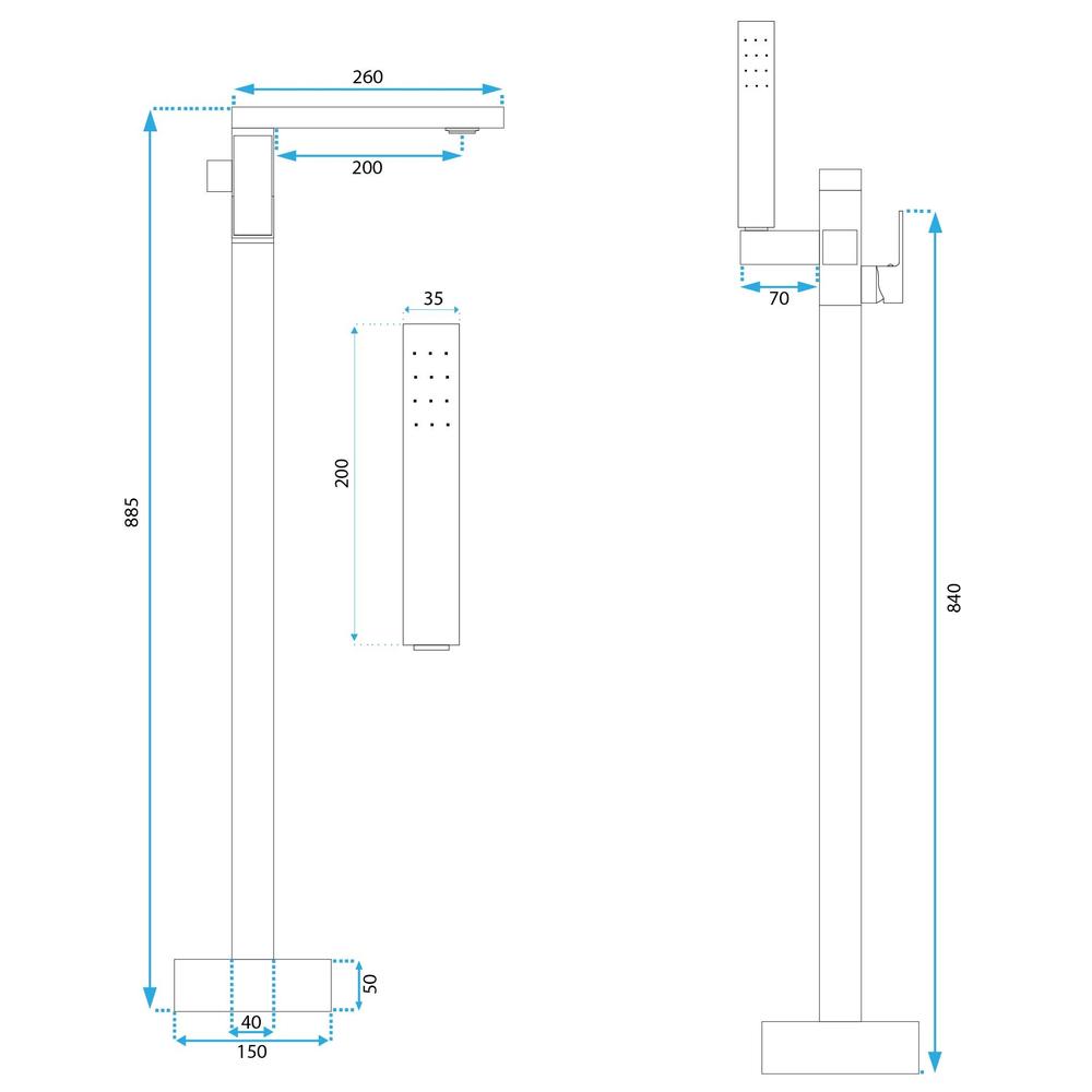 Szabadon álló padló csaptelep Rea TERY Gold Brush