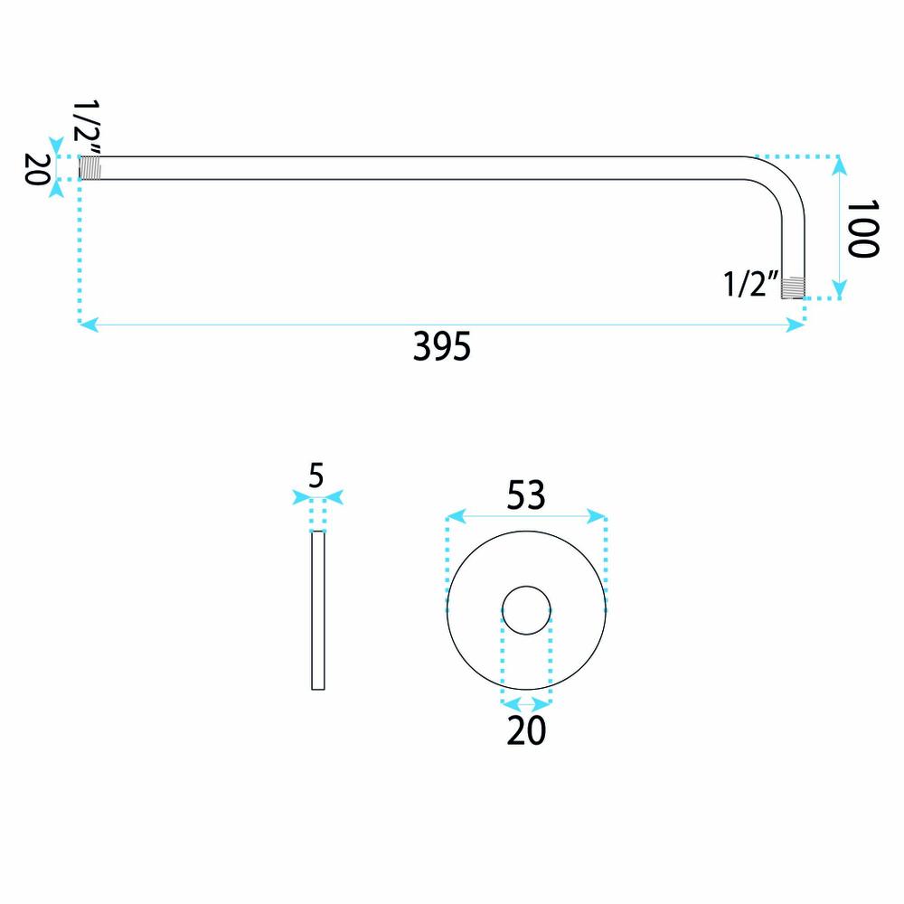 Ramię do deszczownicy okrągłe REA JS-9021B 40cm Czarne