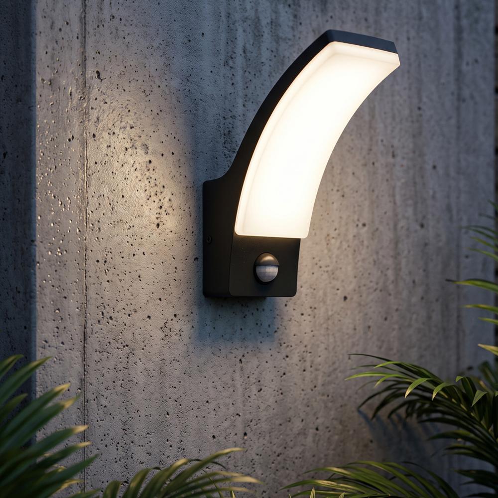Lampa Elewacyjna kinkiet LED z czujnikiem ruchu JNH032-GM Czarna