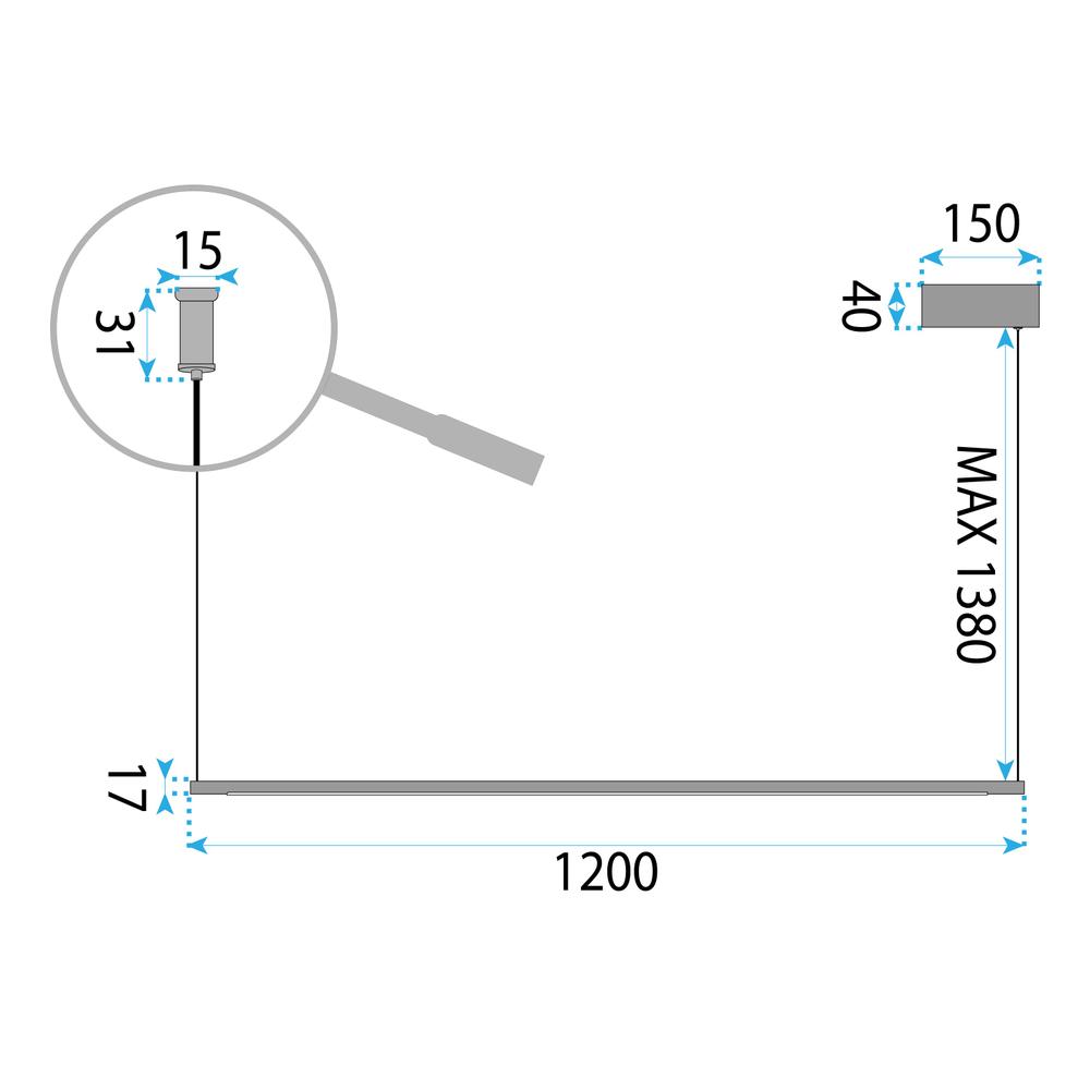 Hängelampe LHJ031-CP 120 cm SCHWARZ
