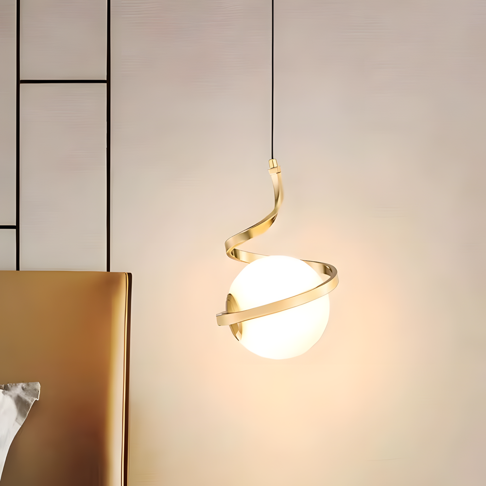 GLASKUGEL SPIRALFÖRMIGE PENDELLEUCHTE APP1733-1CP GOLD