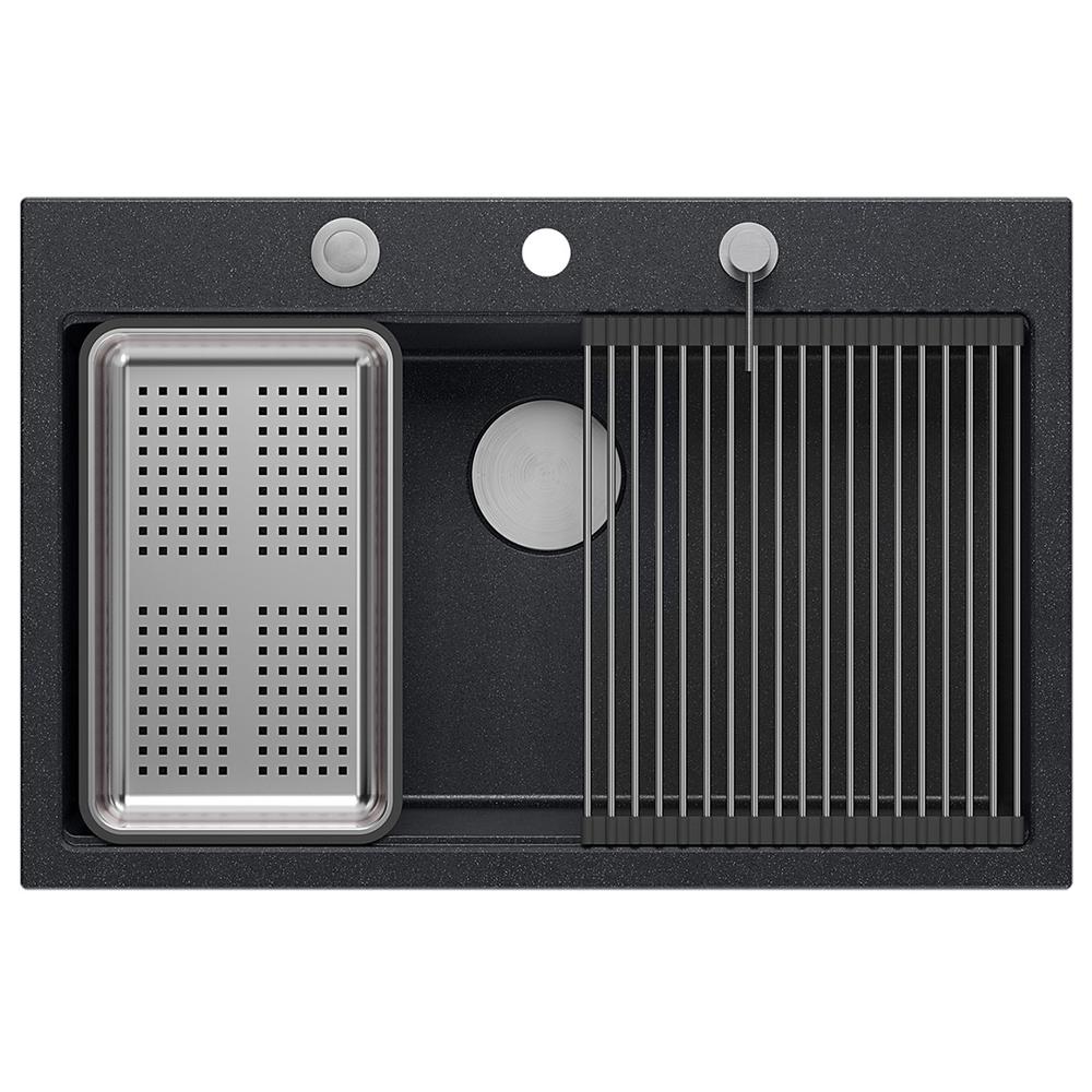 granitový drez MARC 110 WORKSTATION Black Metallic