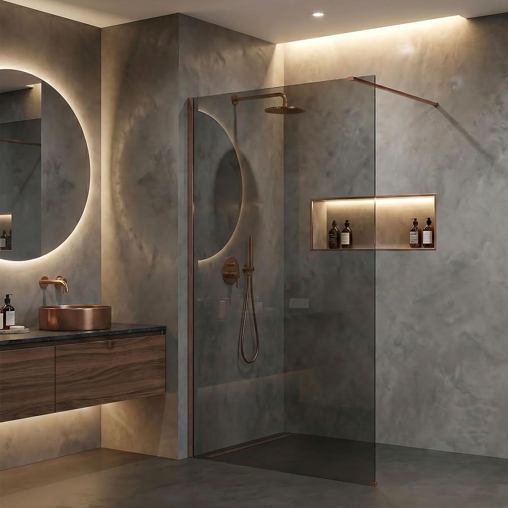 Walk-in dušas siena Rea Flexi Grey / Brush Copper 100