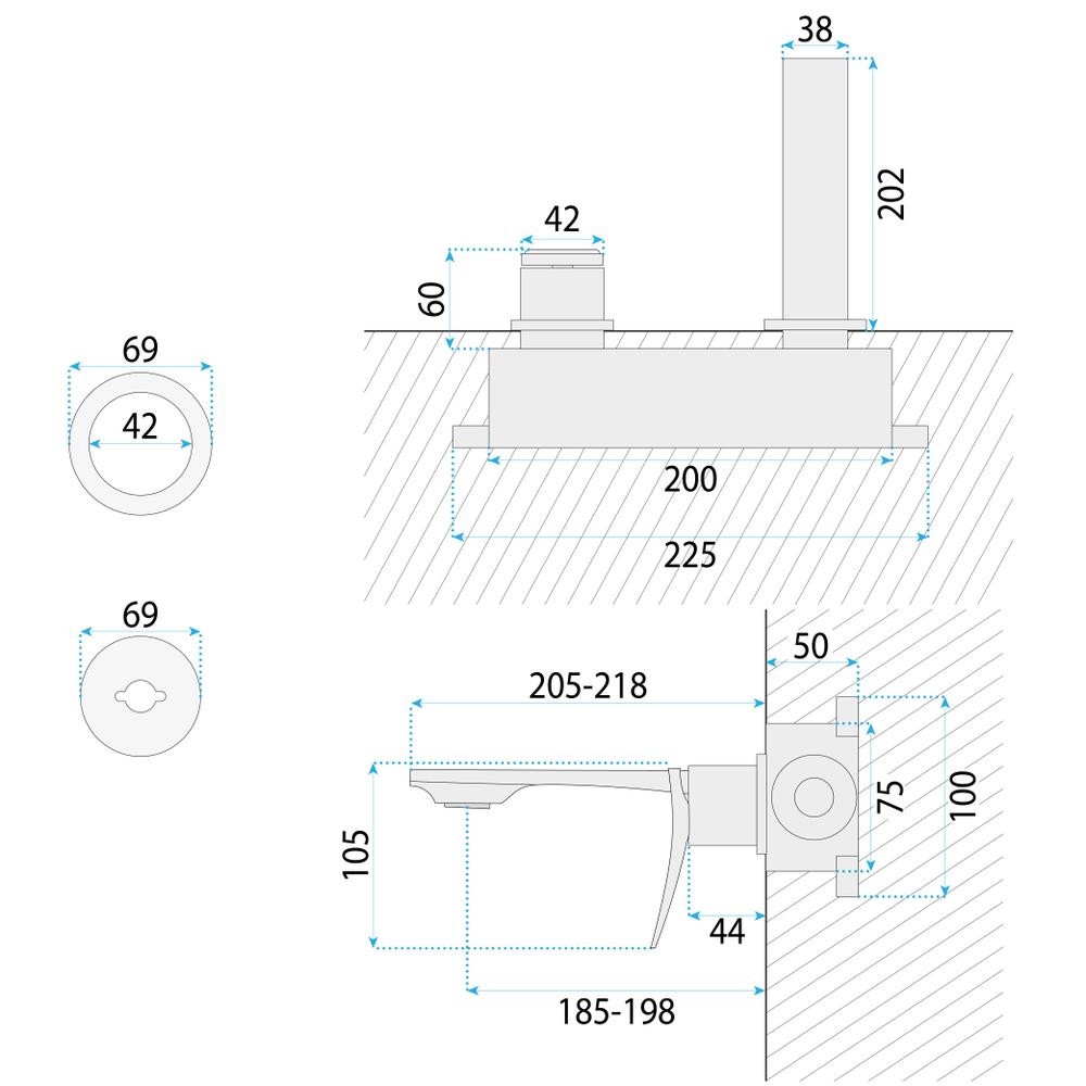 Falsík alatti mosdócsaptelep REA VISION Chrome + BOX