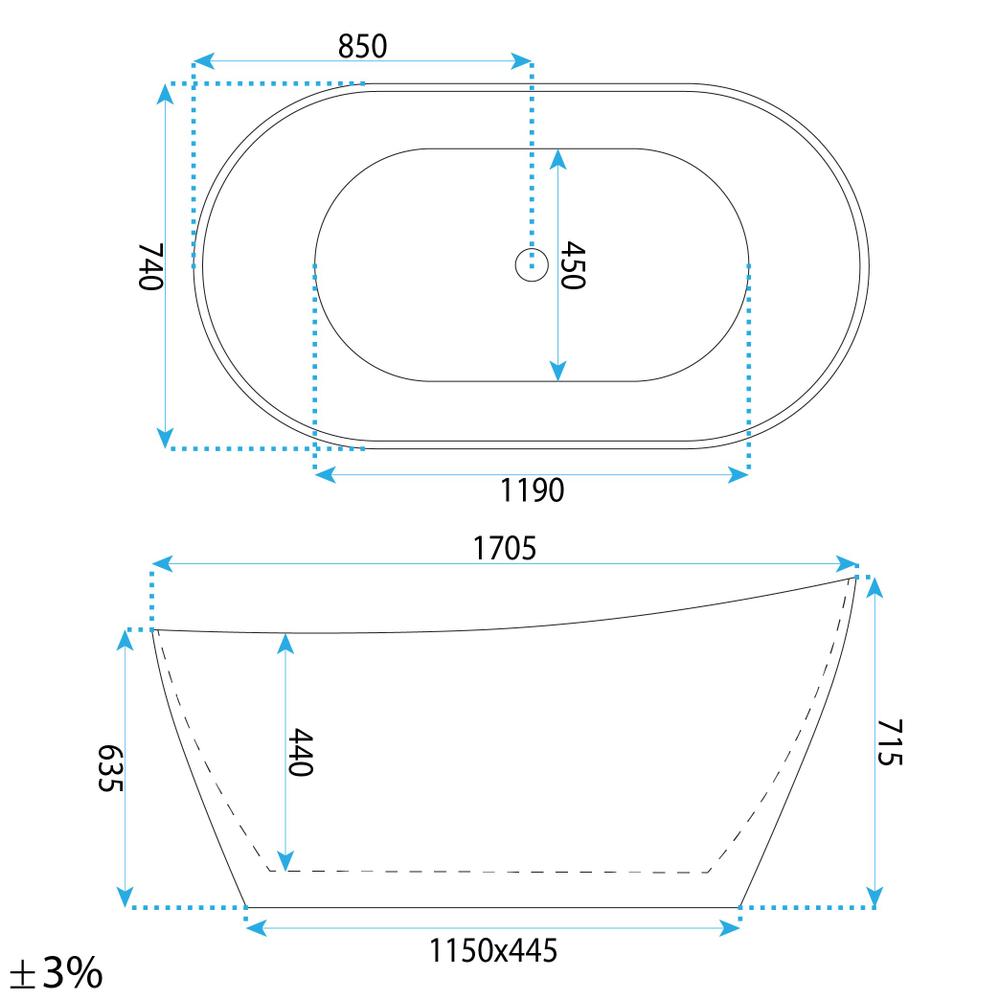 Wanna Akrylowa Wolnostojąca Lusso Slim 170