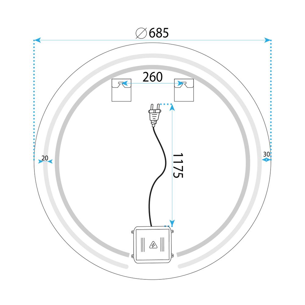 Miroir LED 70cm Modern