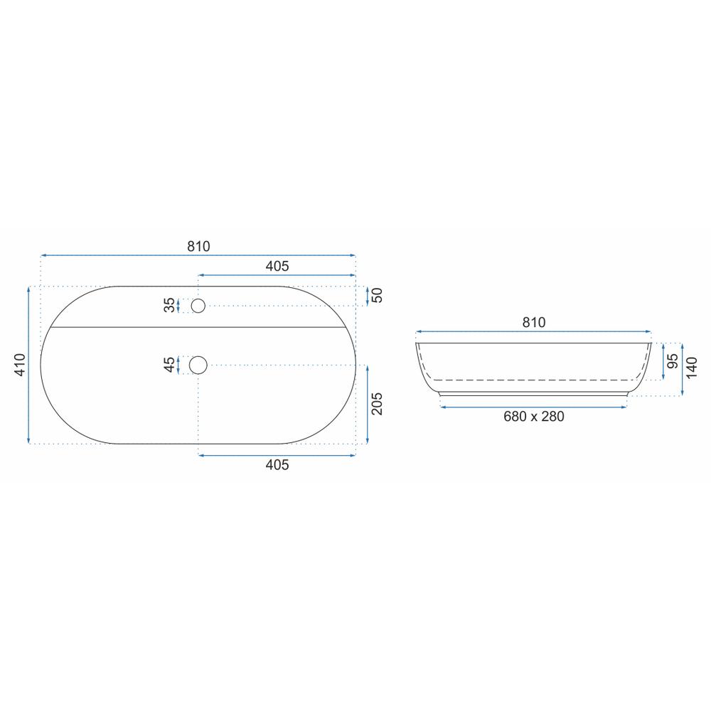 Umywalka REA Aura 81 Nablatowa