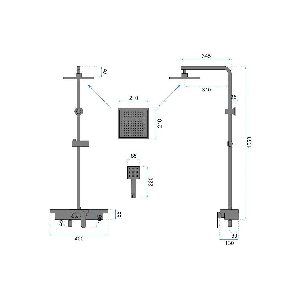 Kit de douche Rea Bravo Gold
