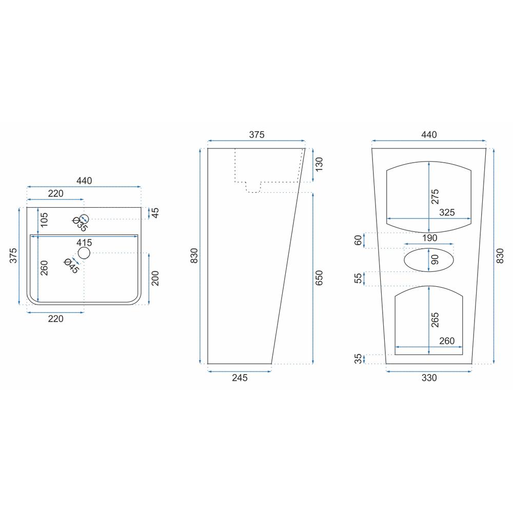 Samostojeći keramički umivaonik ARIS Marble