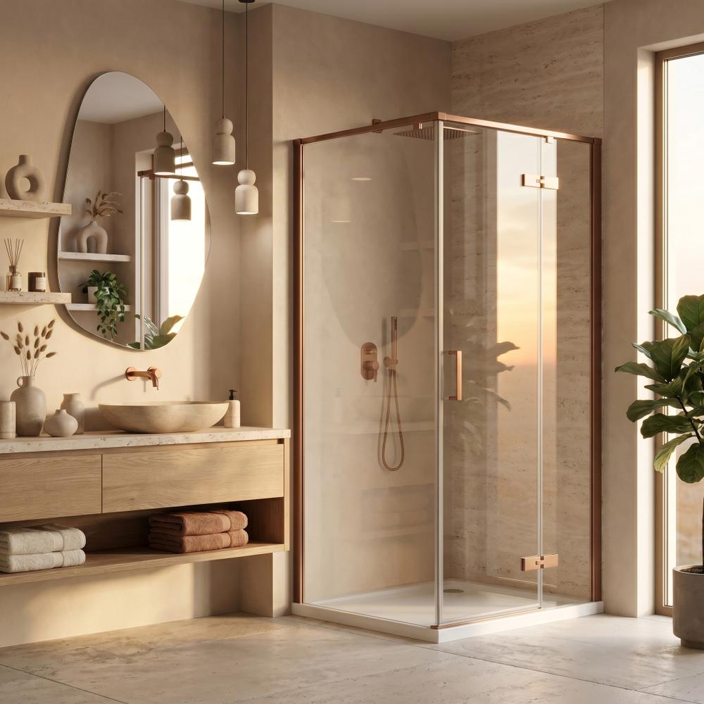 Shower enclosure Rea Bruno 90x90 Brush Copper