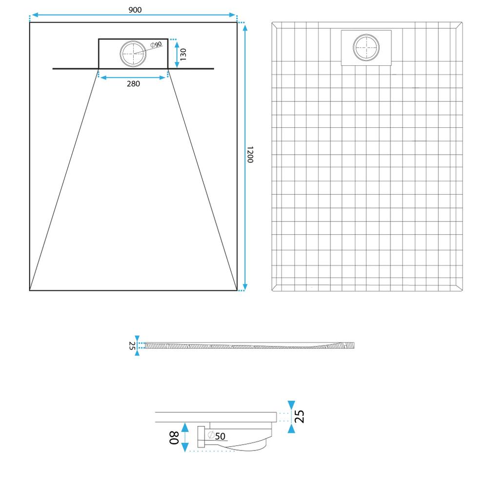 Shower tray Bazalt CARRARA WHITE 90x120