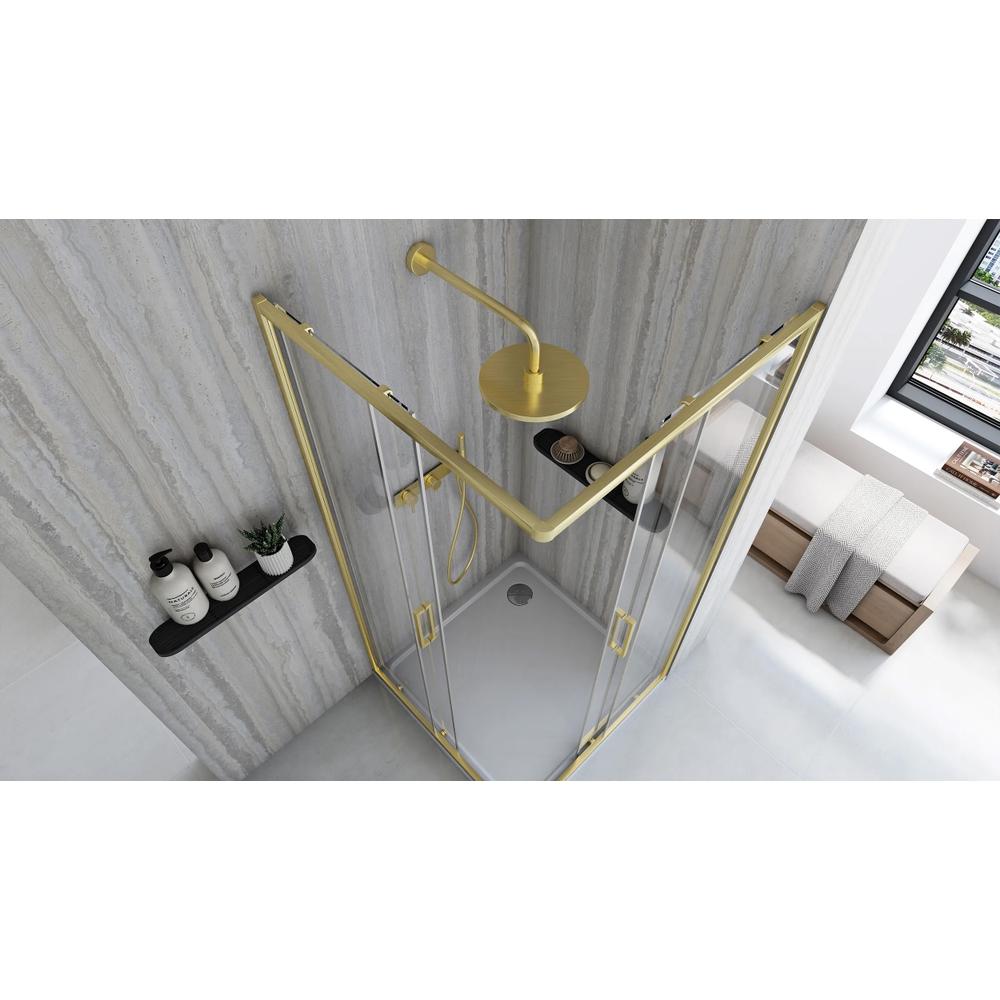 Duschkabine Rea City 80 x 100 Brush Gold