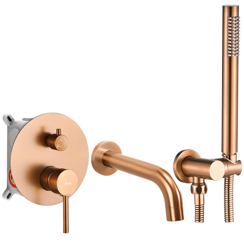 Wall Mounted Bath faucet Rea Lungo Brush Copper + Box