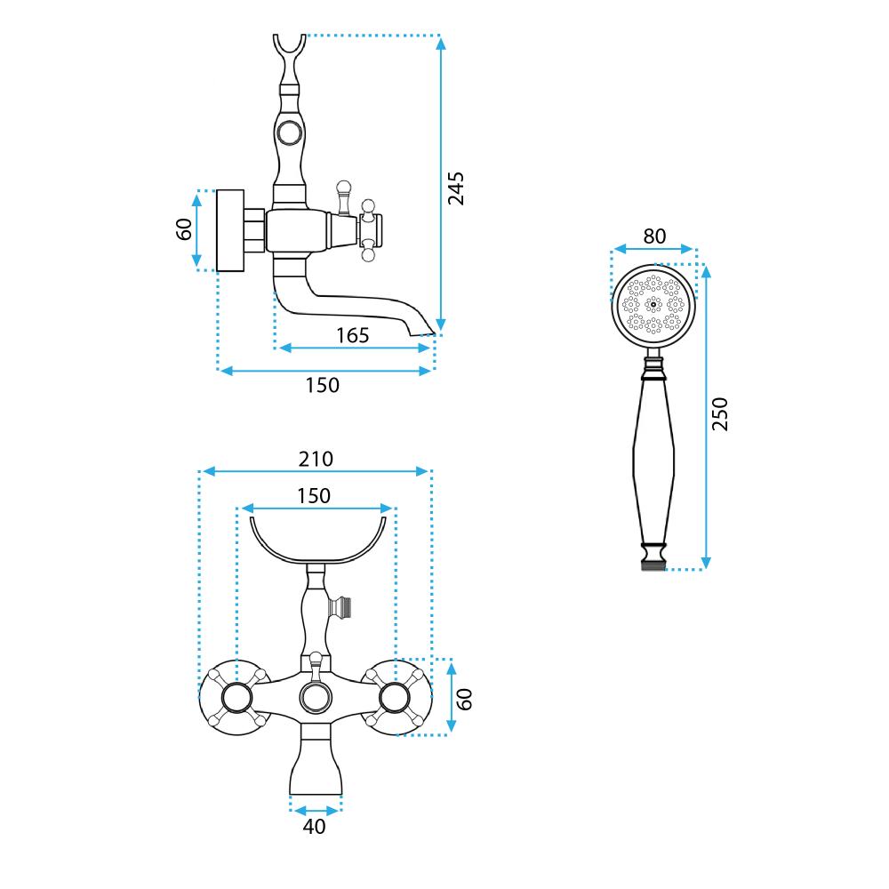 Vanová baterie Rea Rustico Antique Gold