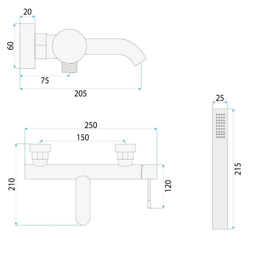 Bathroom faucet Rea Lungo Diamond Brush Gold
