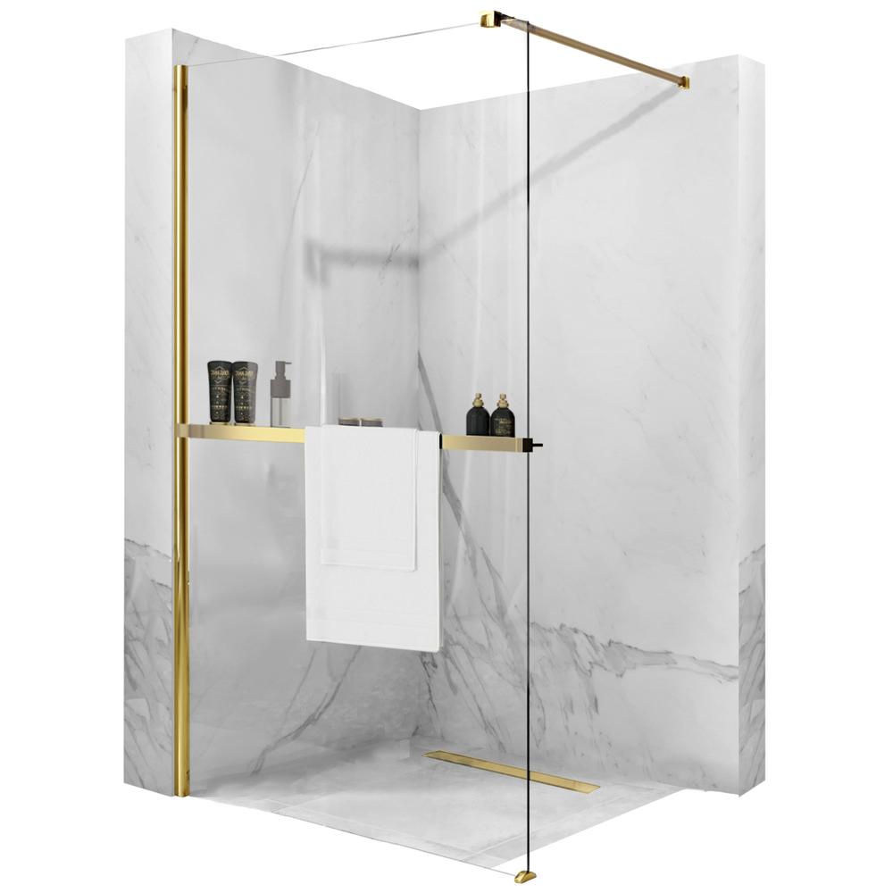 Paroi de douche Rea Aero Gold N 80 Walk In + etagere EVO