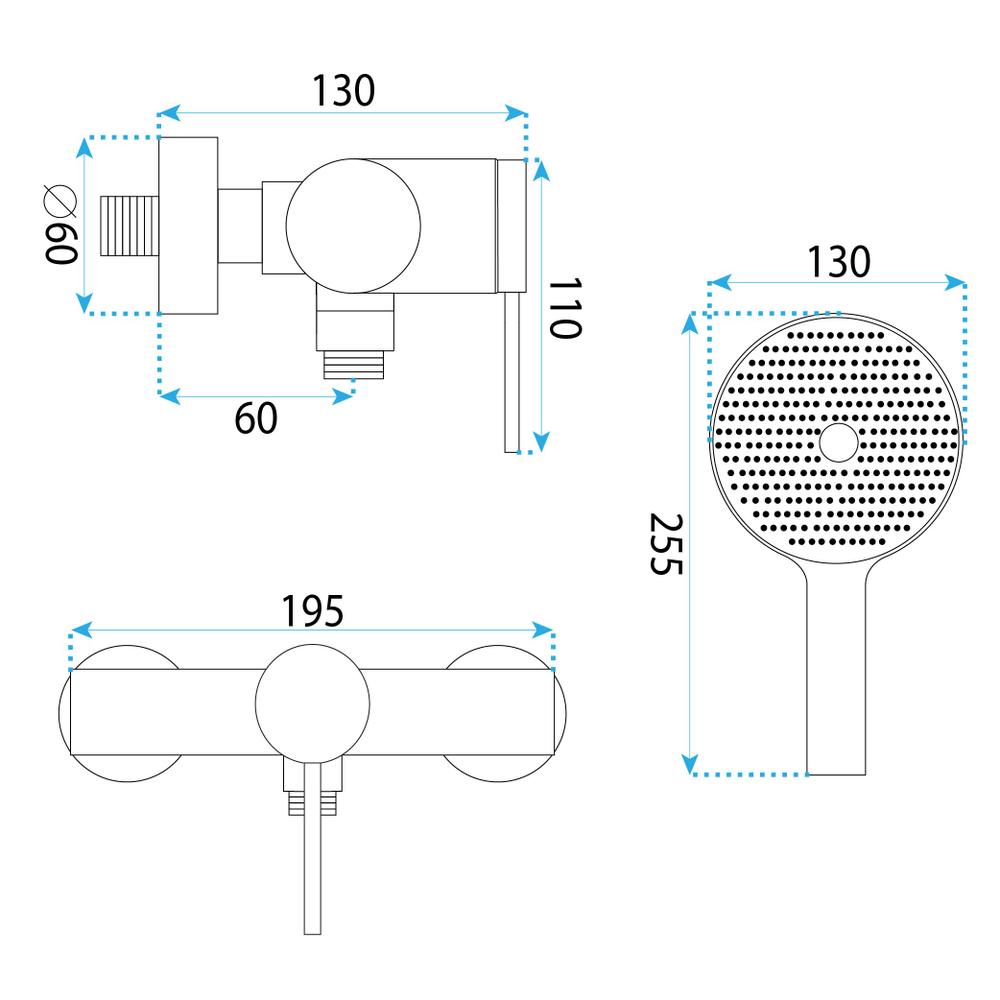 Robinet de douche REA Lungo Stripe BRUSH GOLD