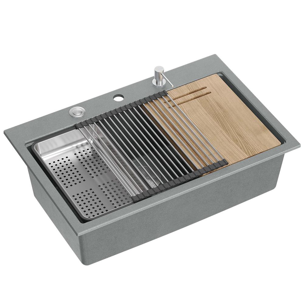 Granite sink MARC 110 WORKSTATION Grey Metallic