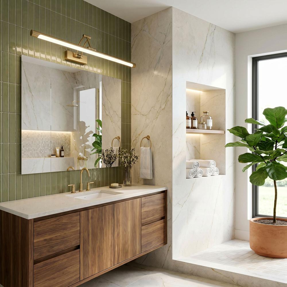 Kúpeľňové nástenné LED svietidlo SWE023-1W 60cm Brush Gold