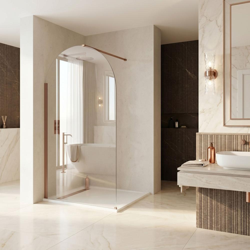Ścianka prysznicowa Walk-In Rea Heaven Brush Copper 90
