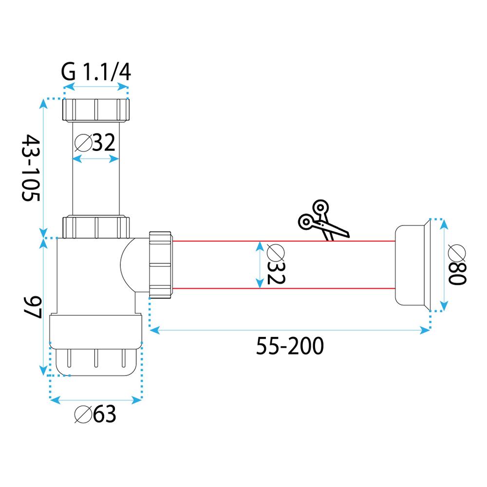 Bidetový sifón REA HC2 - biely, nízky