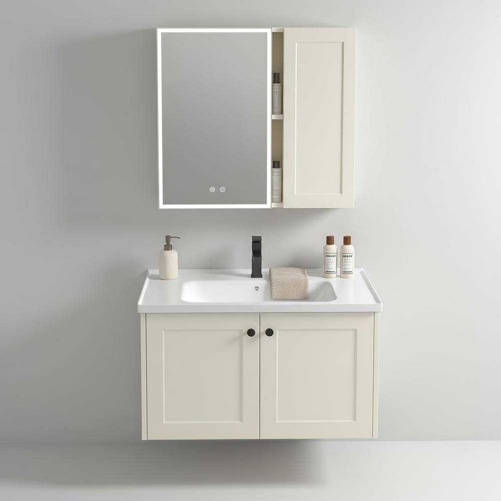 Conjunto de muebles de baño con lavabo Monti 60cm Creme