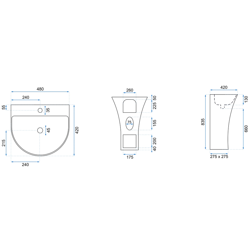 Samostojeći umivaonik Rea Rita Slim