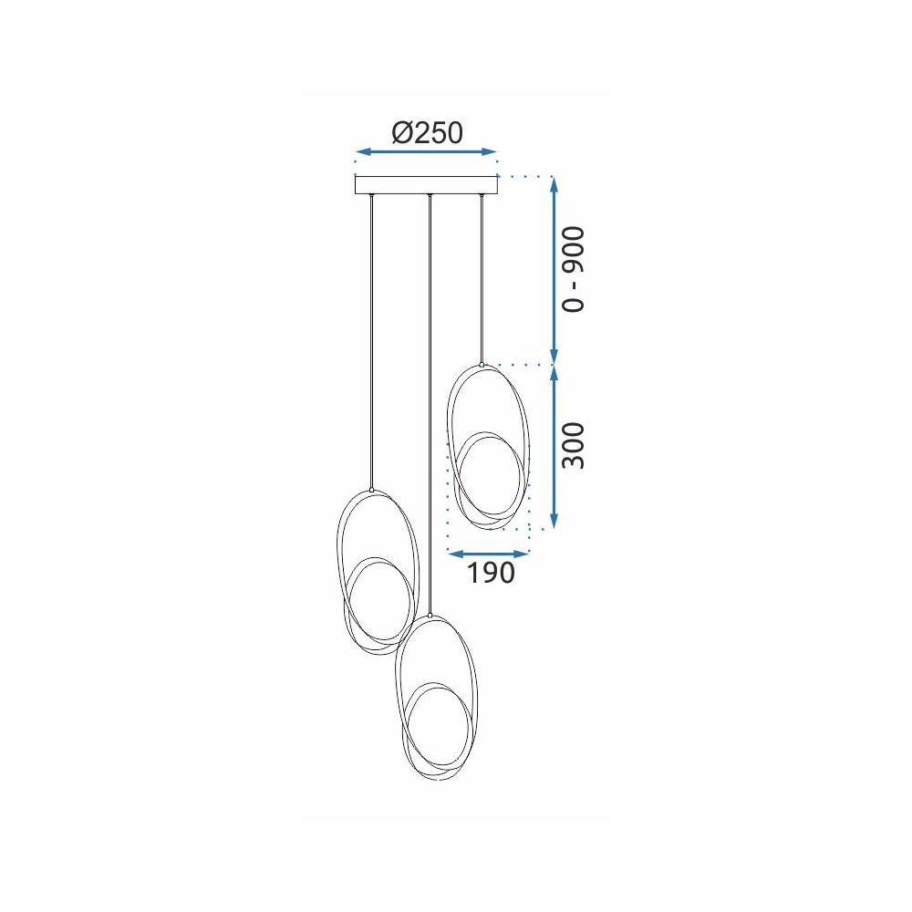 LED-Hängeleuchte G082-3CPR Gold