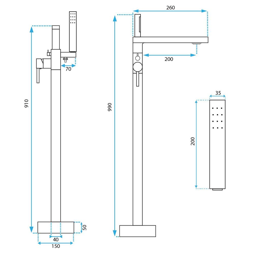 Volně stojící baterie Rea Flores Chrome