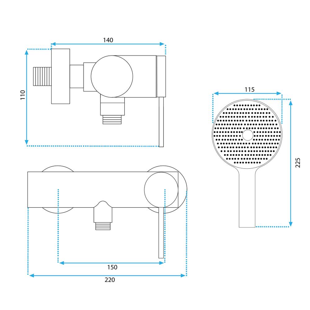 Baterie de duș REA Foss/Clif Brush Copper