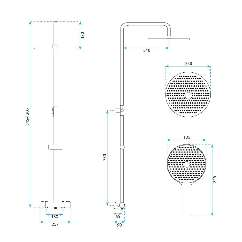 Set de duș fără pipă cu termostat Rea Lungo Copper Brush