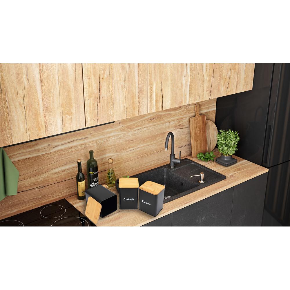 Zestaw 3 pojemników kuchennych Czarne 391890