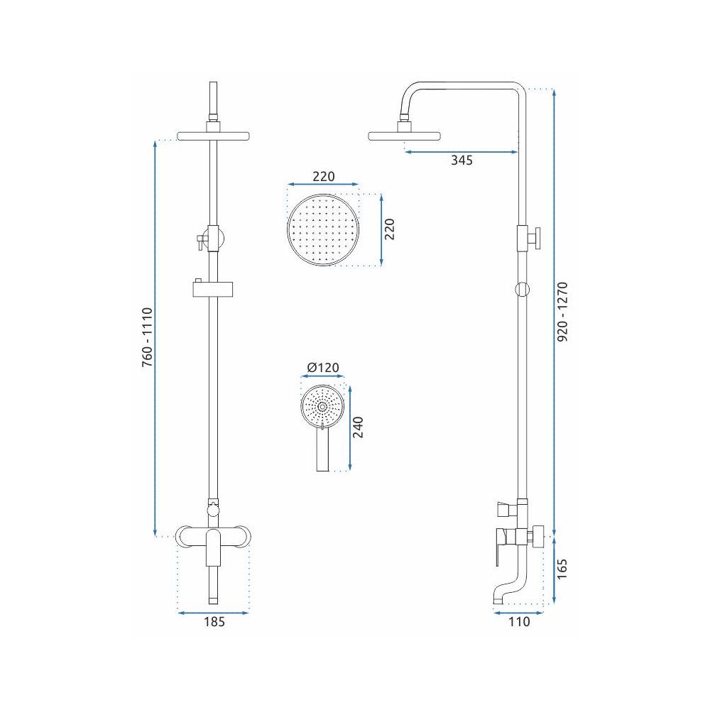 Tuš set Rea VERSO Black