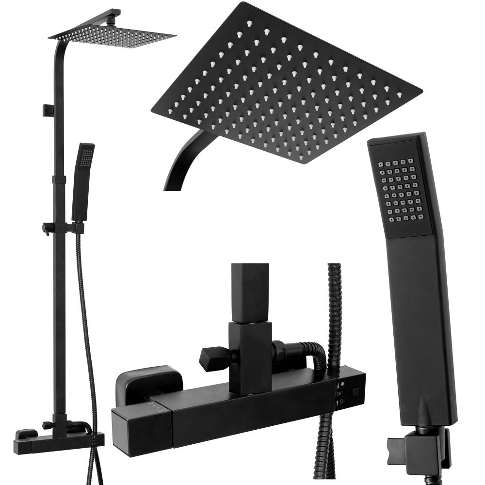 Thermostatic shower set Rea  FENIX Milan Black Mat