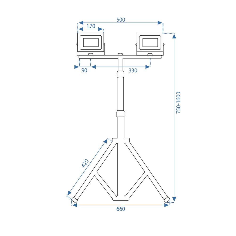 Halogen LED budowlany na statywie RSL005-2x50N