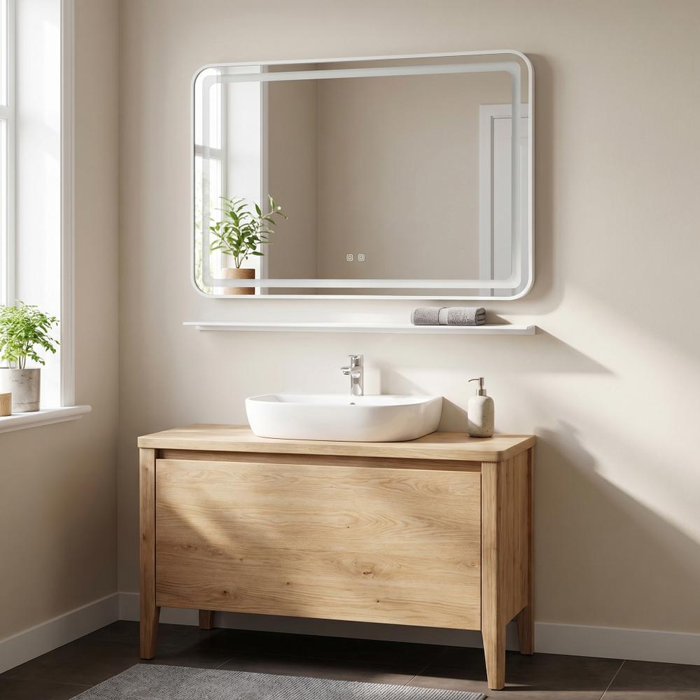 LED sieninis veidrodis su lentyna 80x60 cm L-8060