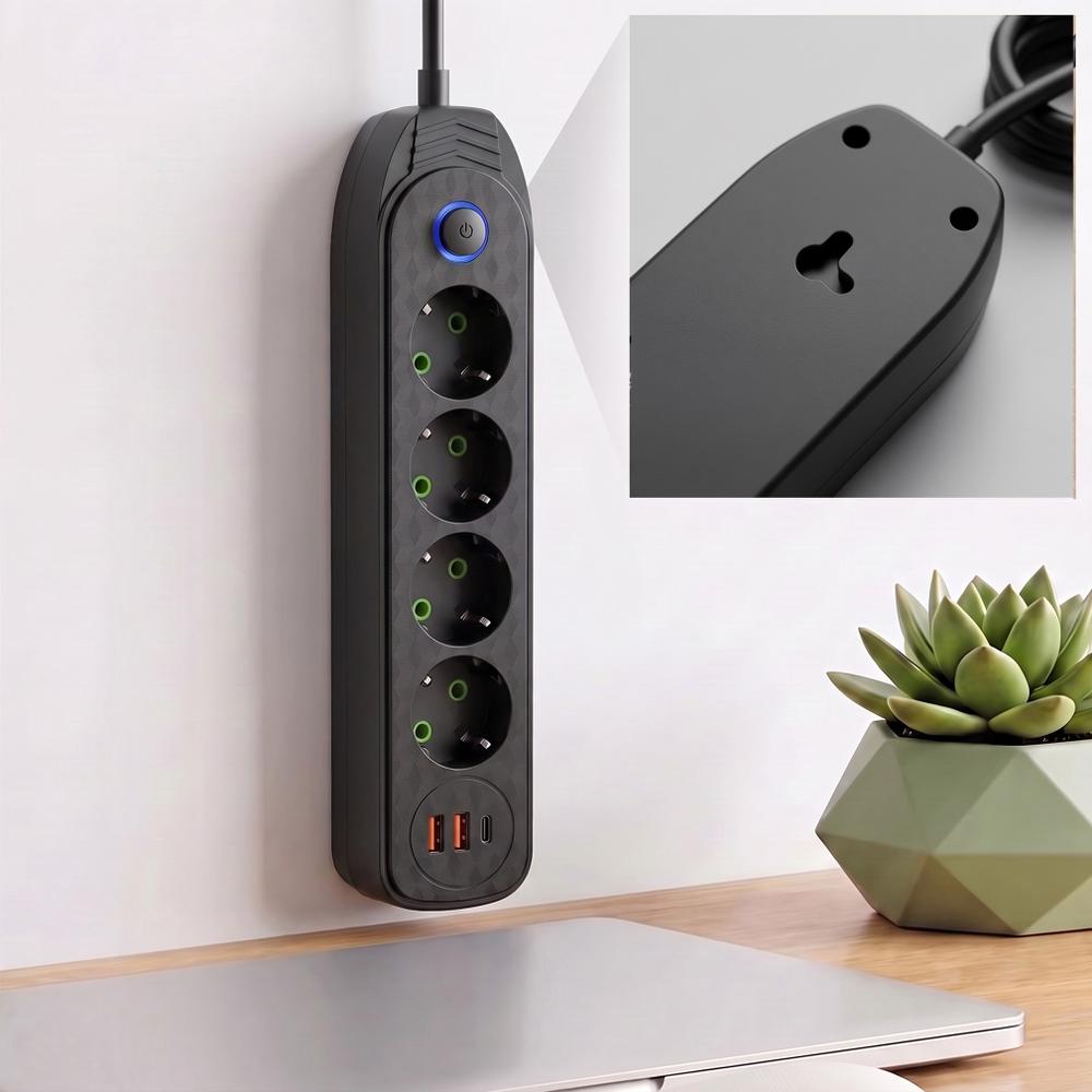 Listwa zasilająca Przedłużacz 4 gniazda + 2x USB-A + USB-C JNH025-4B Czarna