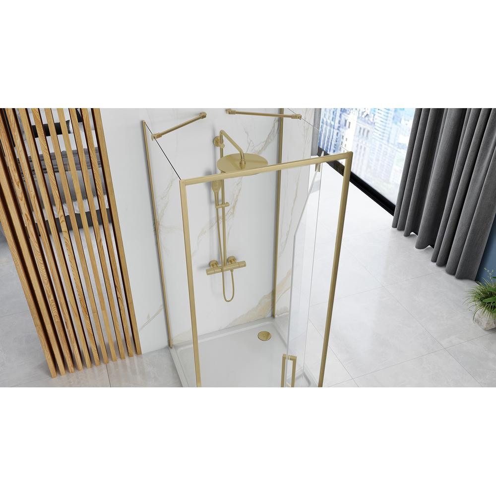 Επιτοίχια καμπίνα ντους Rea Rapid Swing, BRUSHED GOLD