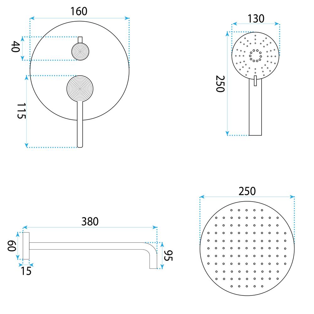 Shower system Rea Foster Brush Gold + BOX