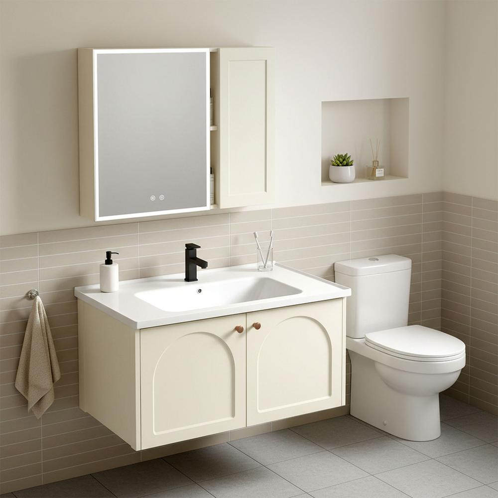 Conjunto de muebles de baño con lavabo Denver 80cm Creme