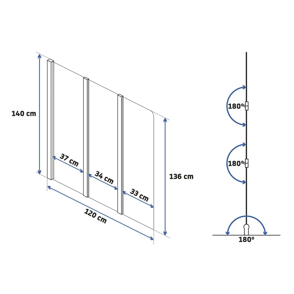 Badewanneaufsatz klappbar Rea Agat-3 120 BRUSH GOLD