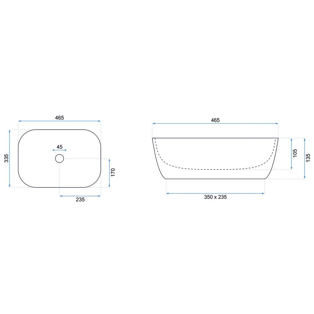 Kriauklė stalviršio Rea Belinda MARBLE JUODAS MATINIS