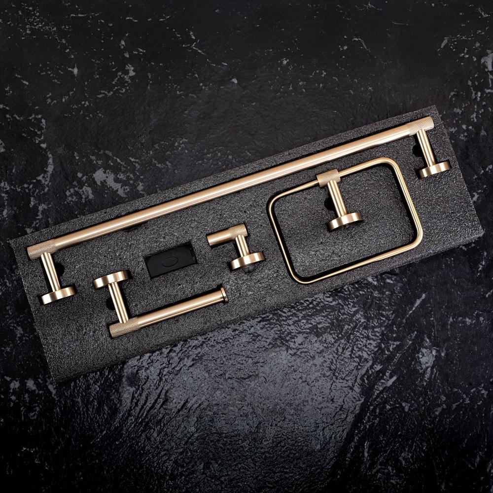 Kylpyhuonetarvikesetti GRID Brush Gold 4 osaa