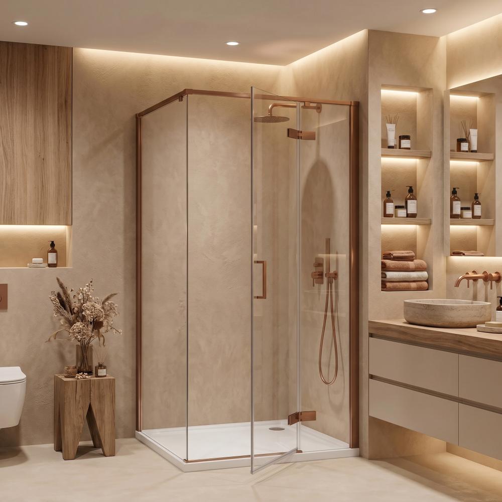 Shower enclosure Rea Bruno 90x90 Brush Copper