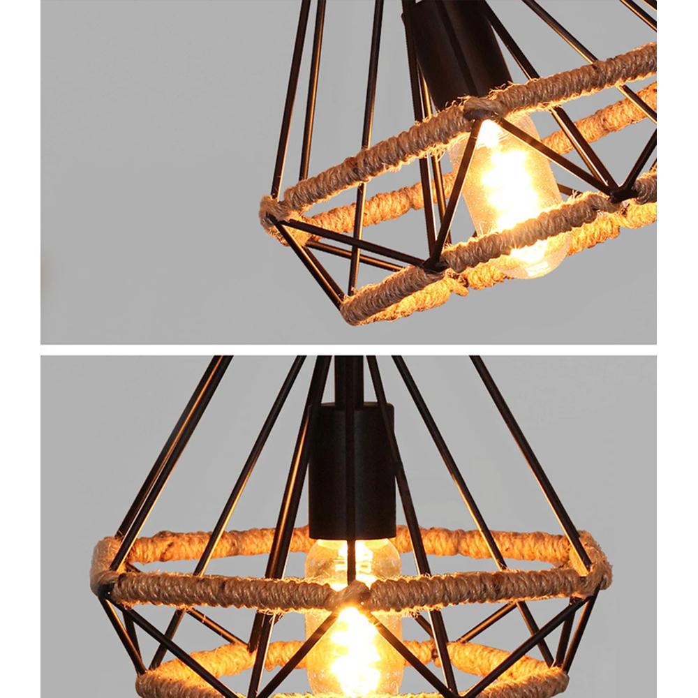 Lampa sufitowa geometryczna wisząca w stylu loft boho sznur APP678-1CP
