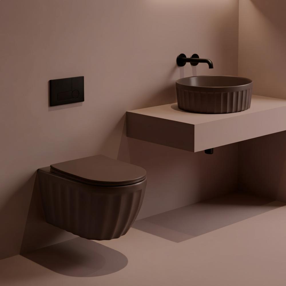 Zestaw Misa WC Duo podwieszana + Umywalka nablatowa Rea Duo Espresso Matt