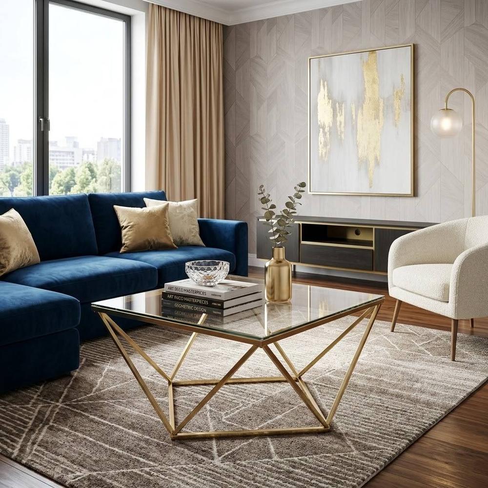 Stolik kawowy szklany Glamour Gold CS-14G